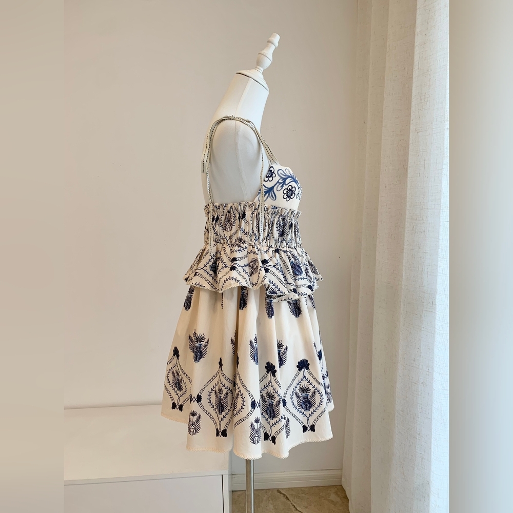 AGUA BY AGUA BENDITA Salvador Jarron printed cotton-poplin peplum mini dress - Picture 7 of 11